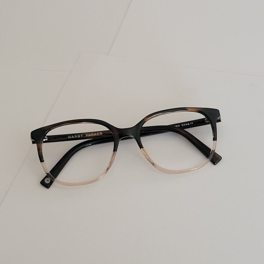 Warby Parker Laurel 615 eyeglasses frame striped brown and clear fade colorway